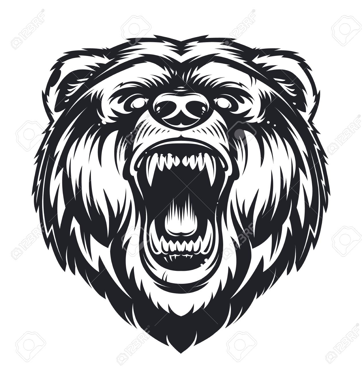 Vector Roaring Bear Isolated On White Background. Furious Bear Head. Bear  Silhouette. Tattoo Art Style. Royalty Free SVG, Cliparts, Vectors, and  Stock Illustration. Image 95375615., image size:1262x1300