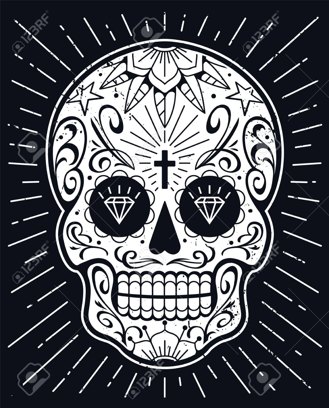Black & White Sugar Skull Tattoos That Pop
