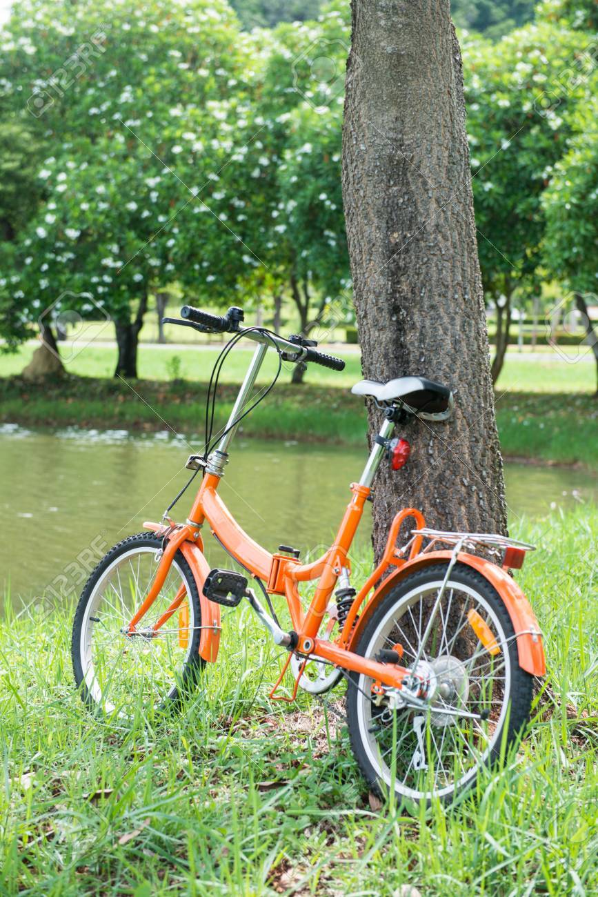orange folding bike