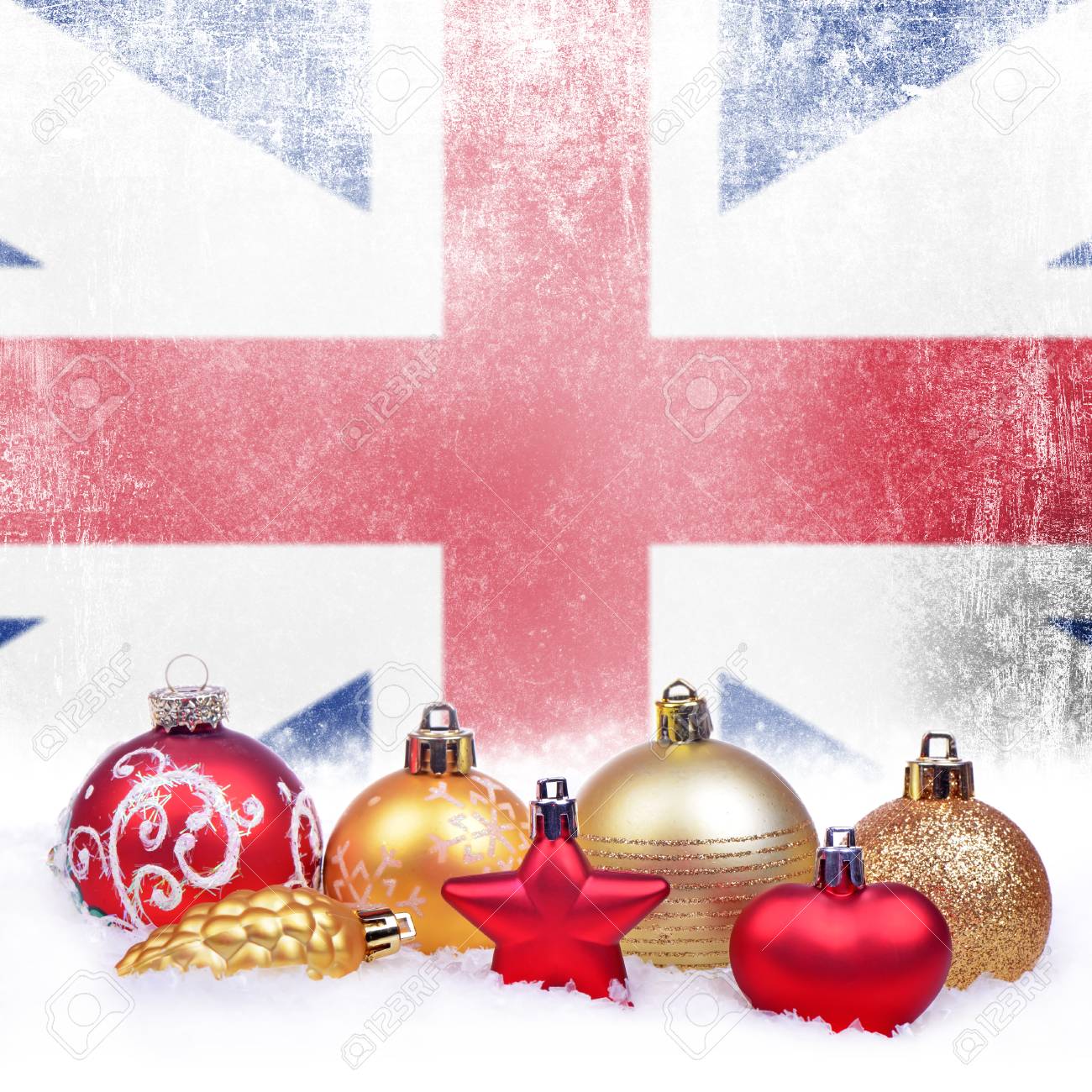 Christmas grunge background with festive decorations,balls, star,..