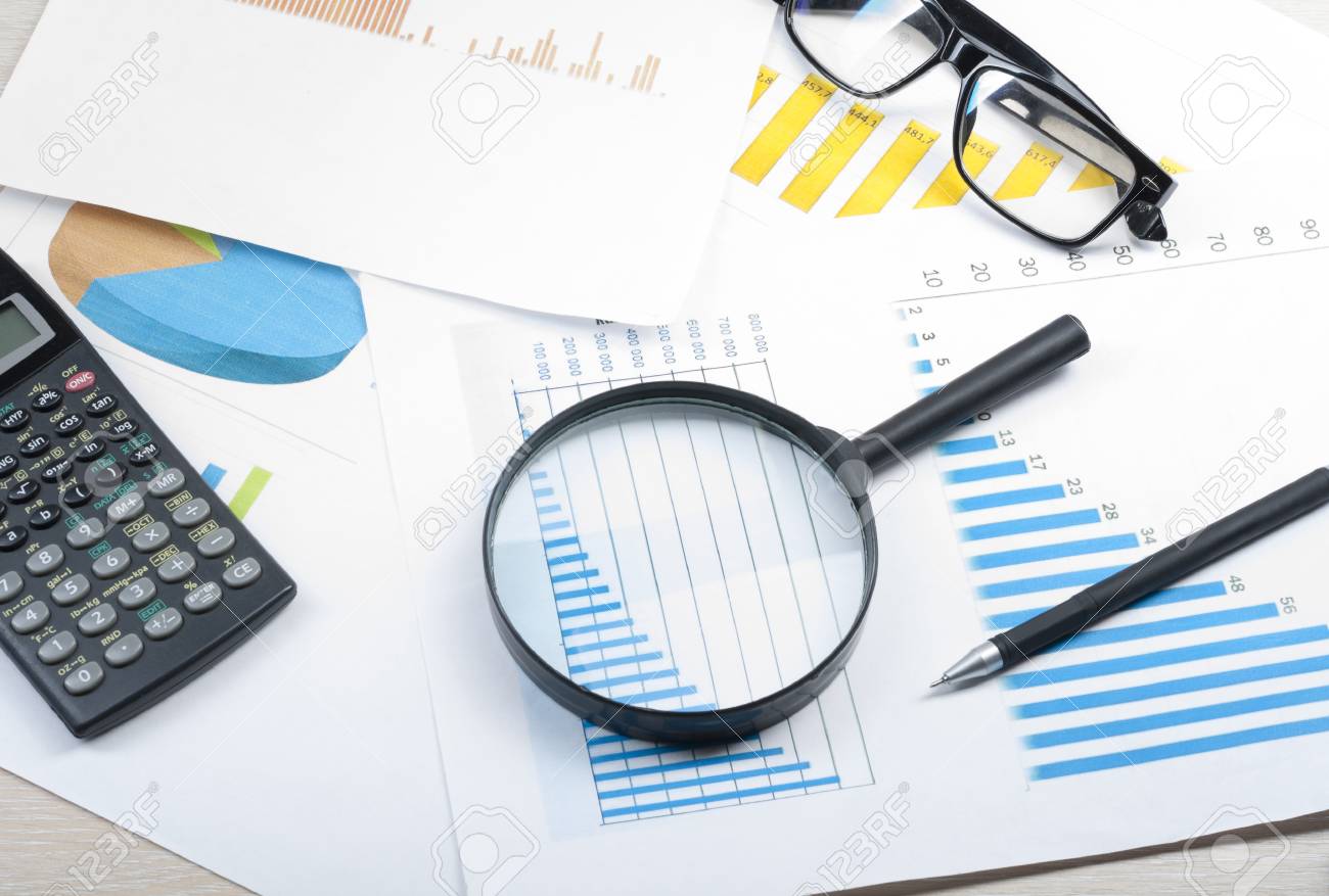 home savings budget concept chart glasses pen calculator