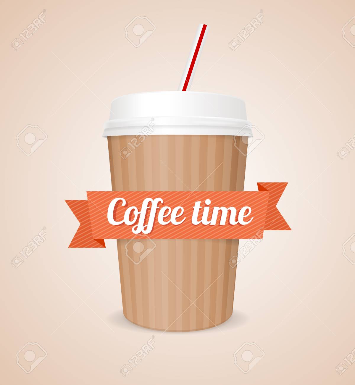 ピンクの背景に分離管のベクトル イラスト コーヒー紙コップのイラスト素材 ベクタ Image ピンクの背景に分離管のベクトル イラスト コーヒー紙コップのイラスト素材 ベクタ Image