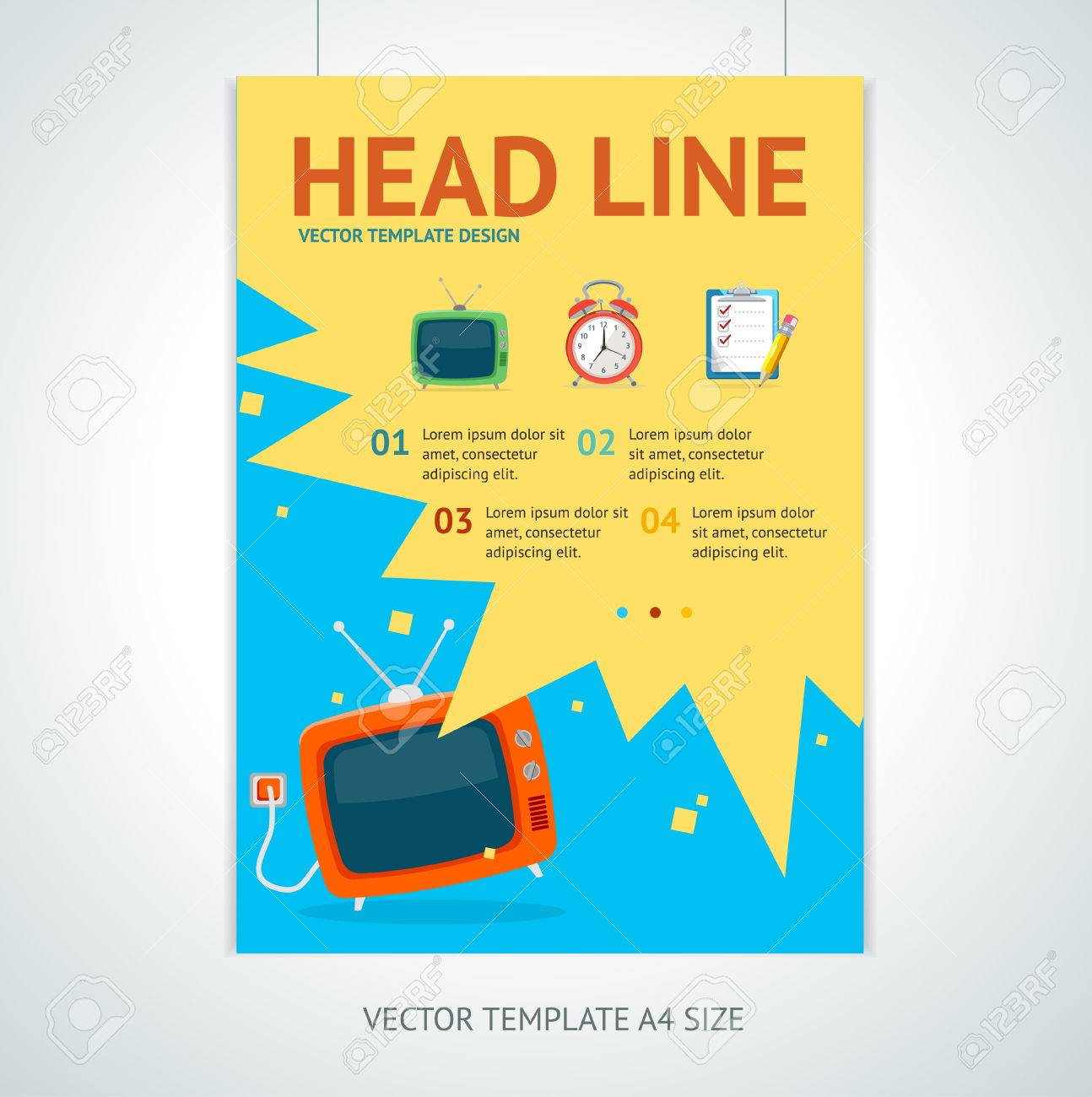 vector illustration retro television brochure flyer design templates