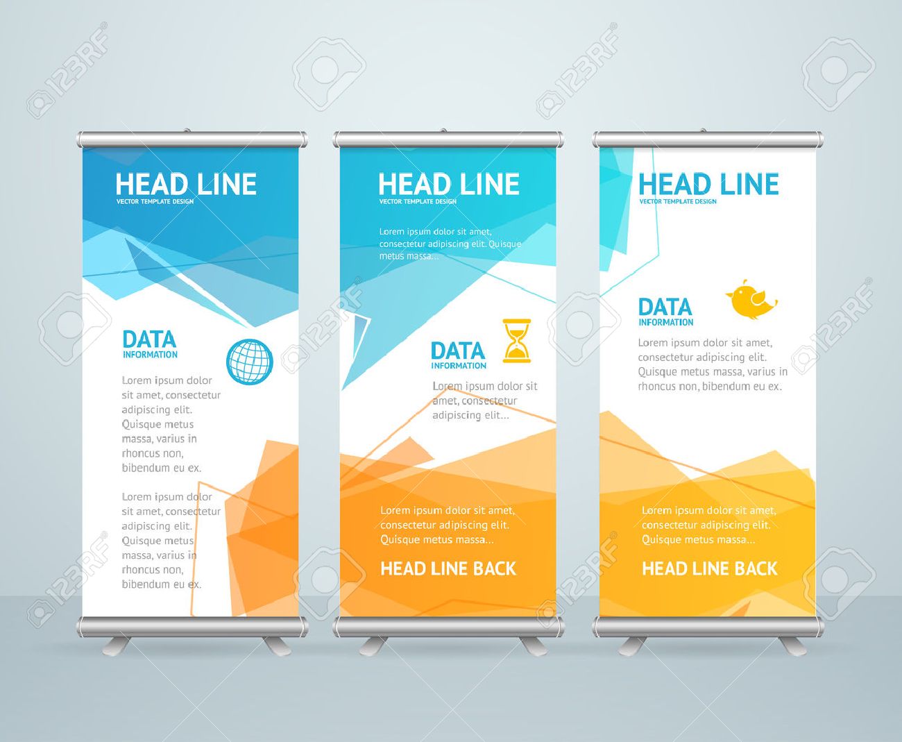roll up banner stand design with abstract geometric colorful roll up banner