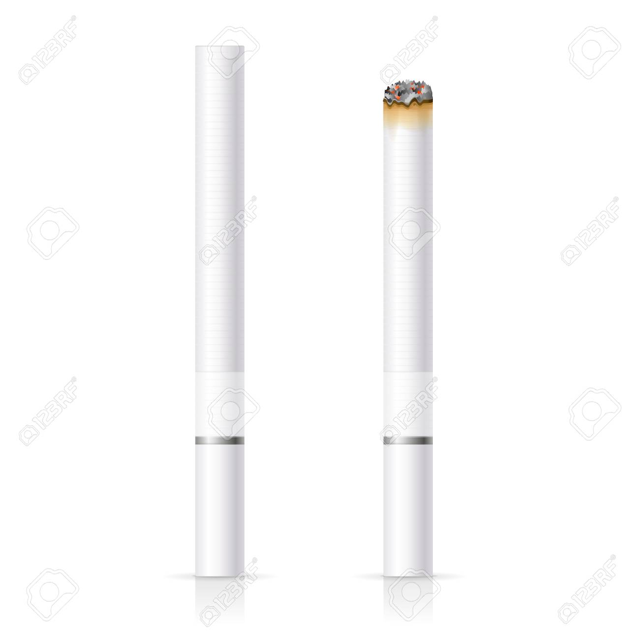 白いフィルター タバコの灰で現実的なタバコ ベクトル図 のイラスト素材 ベクタ Image