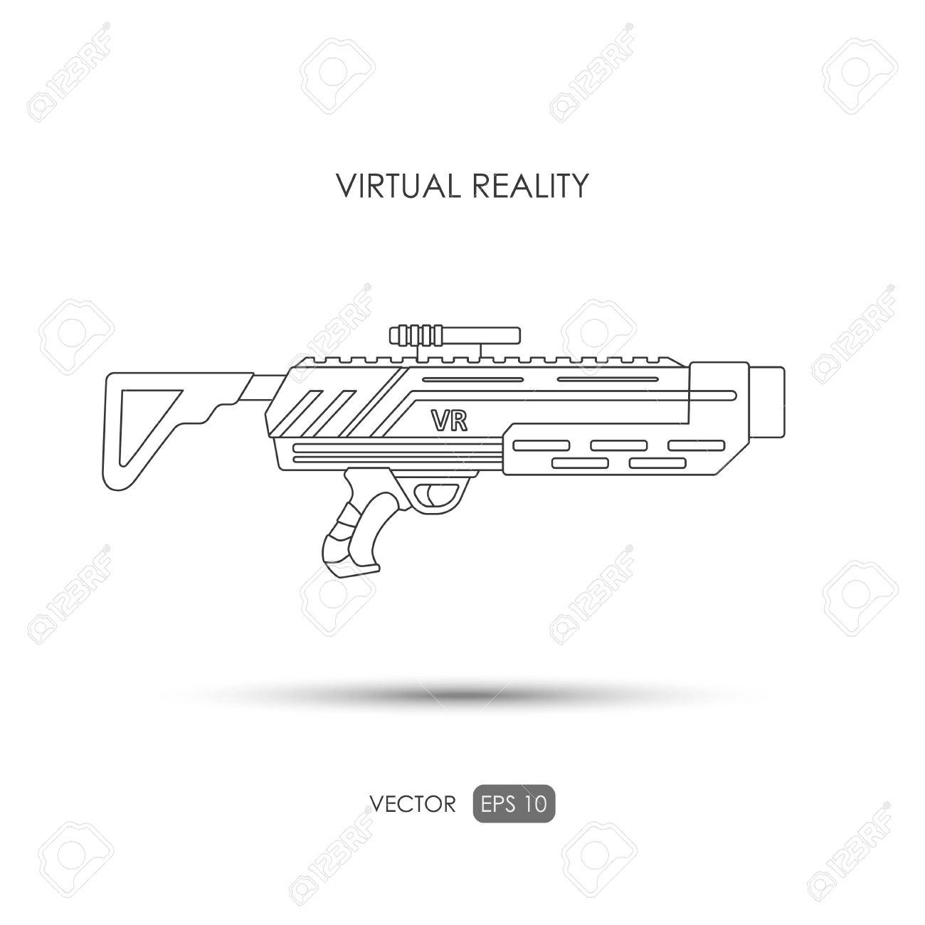 Missile Gun Pour Le Système De Réalité Virtuelle Armes De Jeux Vidéo Fusils De Jeux Vidéo Dessin Au Trait Vector Illustration