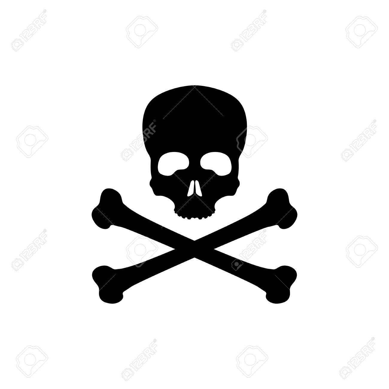 Black Silhouette Of Skull And Bones On White Background Pirate