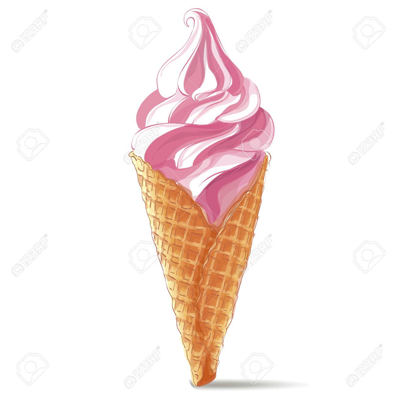Vector Ice Cream In Waffle Cone Royalty Free Cliparts, Vectors, And Stock  Illustration. Image 79474358.