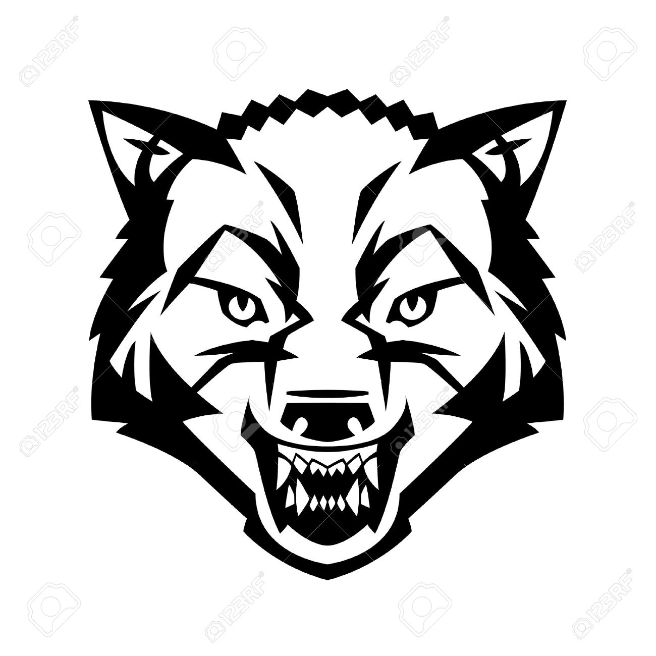 狼の頭を示す歯過酷な獣ハンター杜ベクターを入れ墨として使用できます のイラスト素材 ベクタ Image
