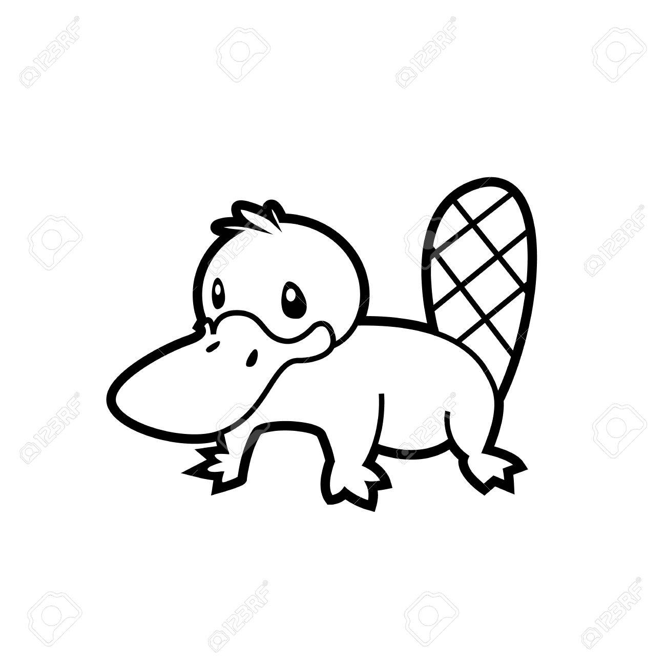 カモノハシ線画ベクトル オーストラリア原住民 サイン デザイン ロゴデザインの作成や 塗り絵に便利です のイラスト素材 ベクタ Image 51200361