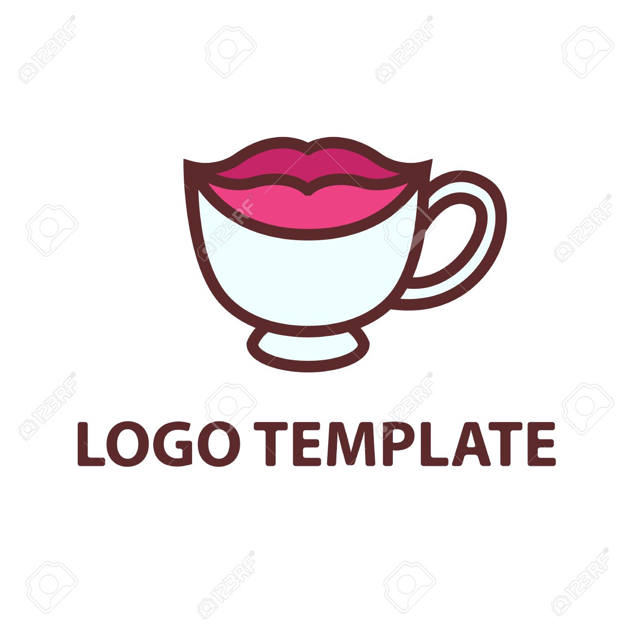 cup of black coffee template logo lips smile stylized vector royalty