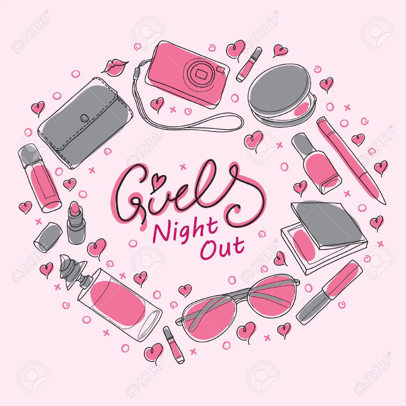 ガールズ ナイト アウト ベクトルのパーティの招待状カードのデザイン ように招待状 チラシ お礼状をデザインできます 女の子テーマのデザイン のイラスト素材 ベクタ Image ガールズ ナイト アウト ベクトルのパーティの招待状カードのデザイン ように招待状 チラシ お礼状をデザインできます 女の子テーマのデザイン のイラスト素材 ベクタ Image