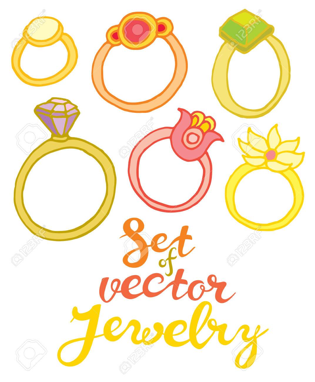 La Mano De Dibujo Vectorial Conjunto De Anillos De Joyería Ingenuo Ilustraciones Svg, Vectoriales, Clip Art Vectorizado Libre De Derechos. Image 51386875.