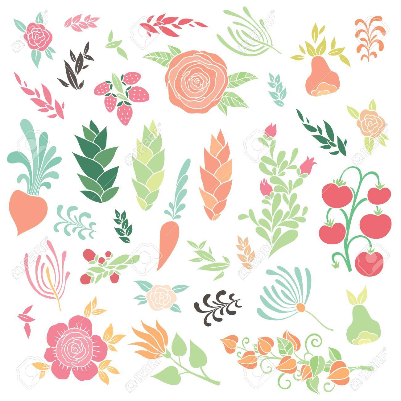 Large Floral Set Hand Drawing Flowers Elements For Design Your Royalty Free Cliparts Vectors And Stock Illustration Image 51454059