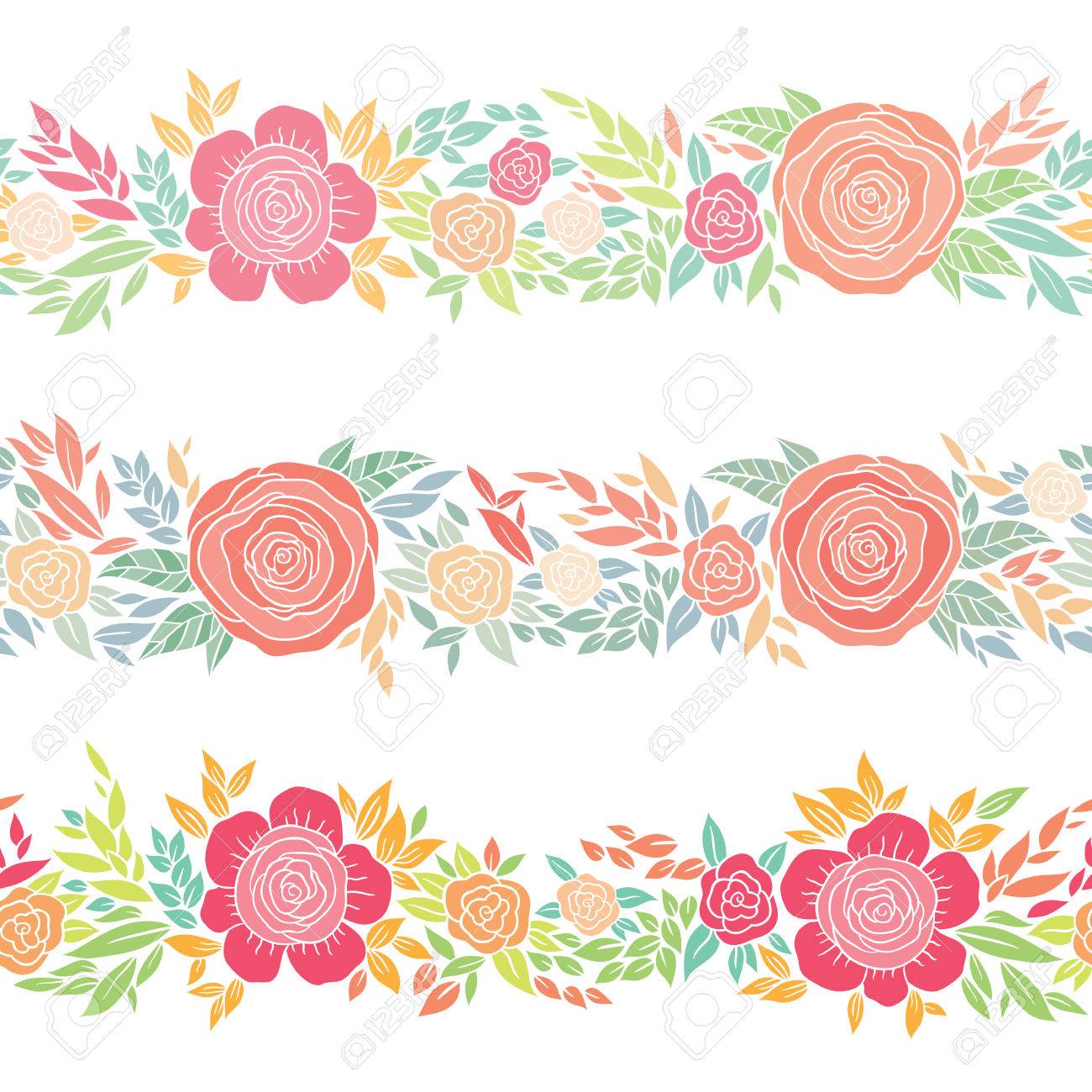 一連の自然ベクター デザイン要素 花の挿絵や枠線のイラスト素材 ベクタ Image