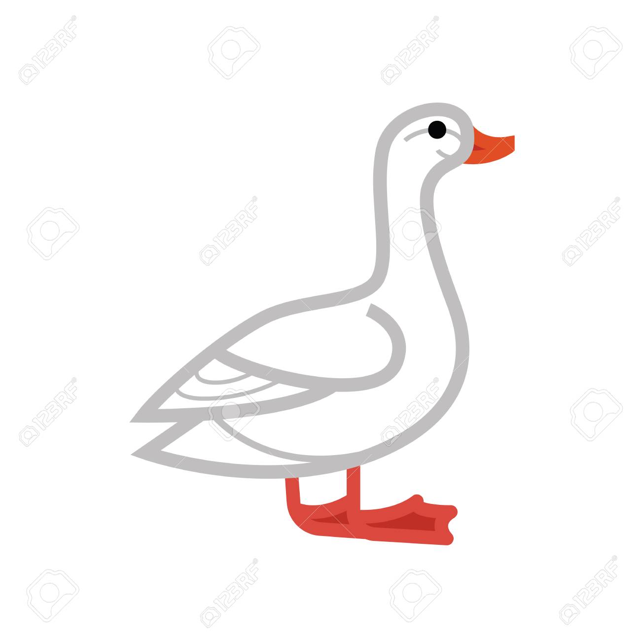 ガチョウやアヒルはベクトル フラット細い線イラスト イラスト家の農場の鶏肉 ガチョウ肉 羽毛製品 卵の概念です のイラスト素材 ベクタ Image