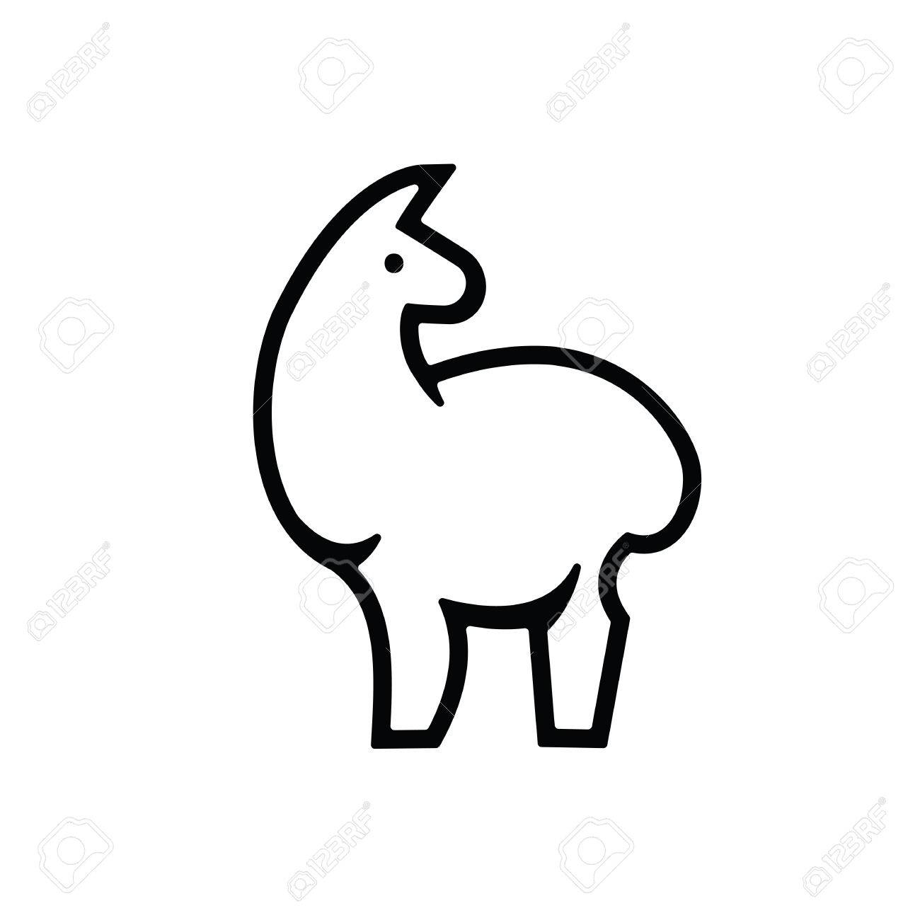 線形様式かわいいアルパカに立っての図面のイラスト素材 ベクタ Image 80997917