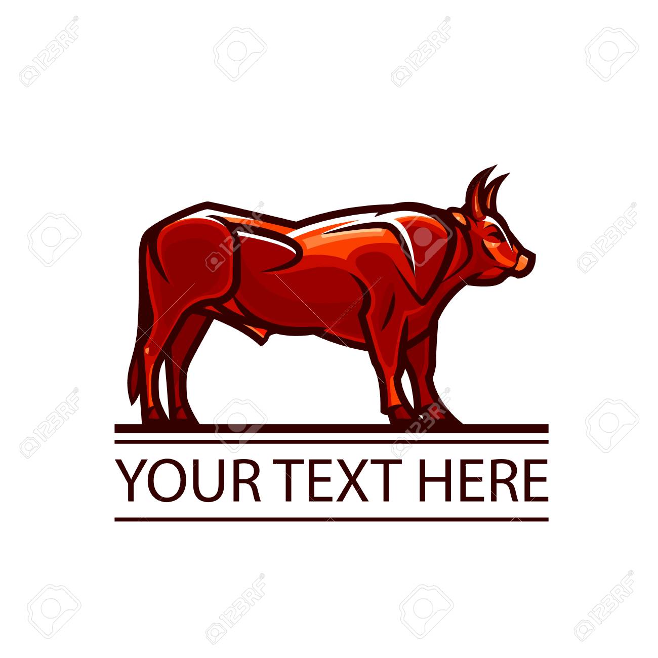 Stylized Drawing Of A Powerful Standing Red Bull Royalty Free Cliparts Vectors And Stock Illustration Image