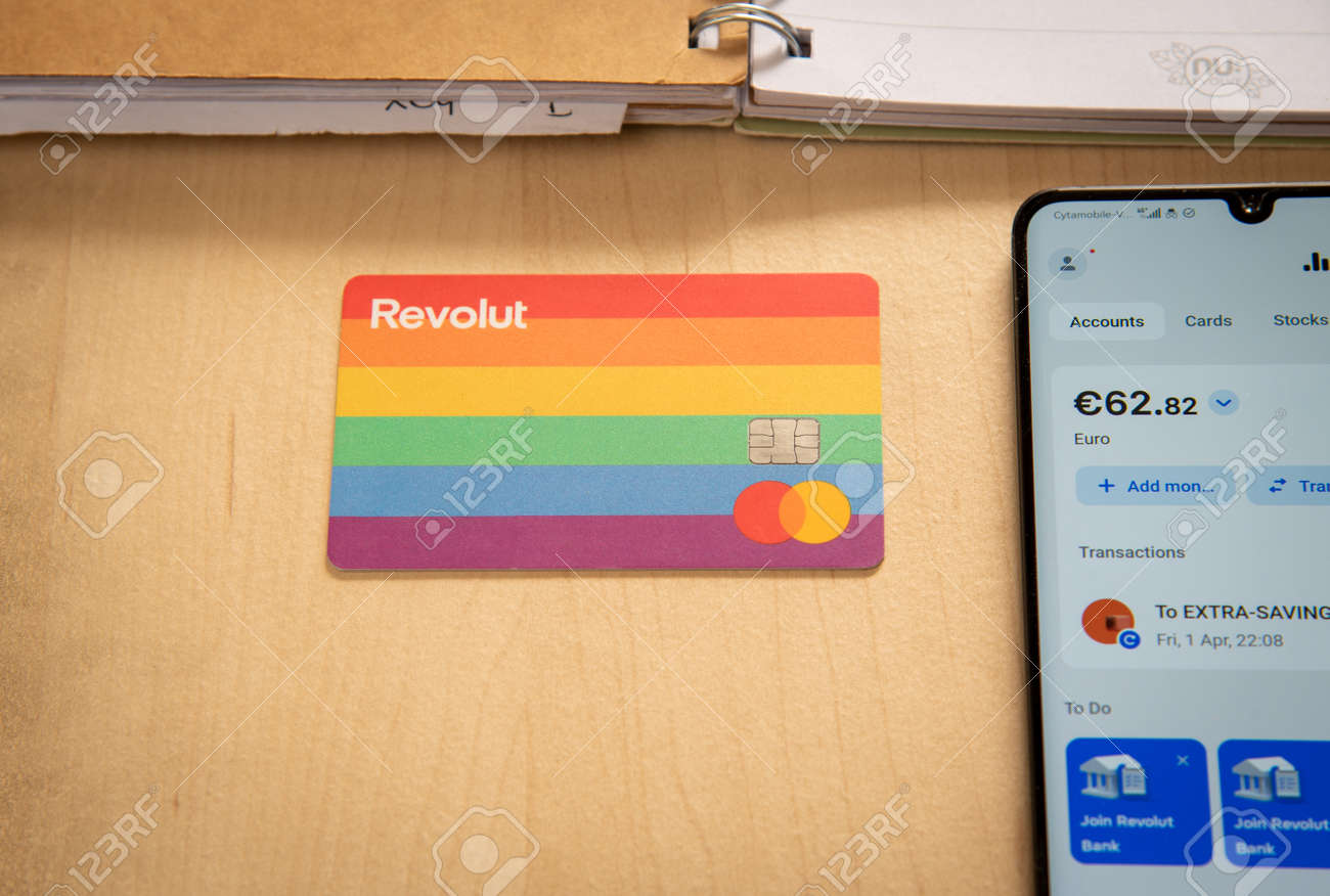 Nicosia, Cyprus, April 3 2022: Smartphone Revolut Debit Card. Mobile Phone  App Cryptocurrency Trading Online Banking Stock Photo, Picture and Royalty  Free Image. Image 188978874.