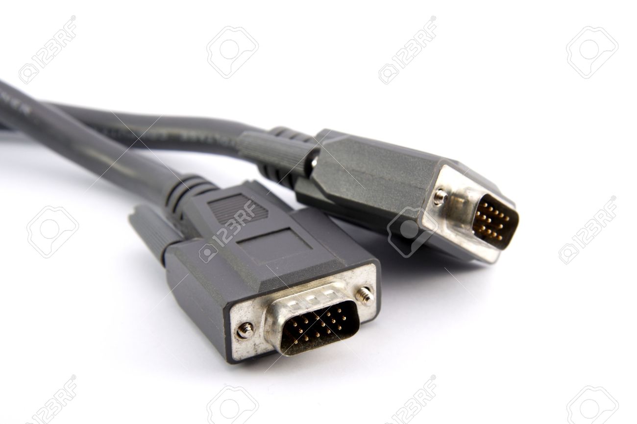 Old Vga Cable On White Background Stock 