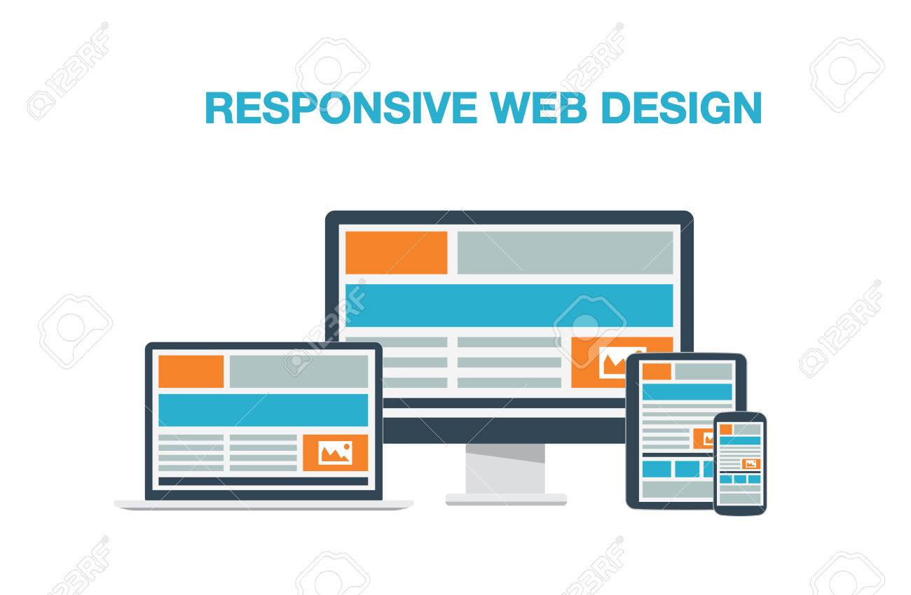 完全にレスポンシブ Web デザイン フラット コンピューター アイコン ベクトル イラスト のイラスト素材 ベクタ Image