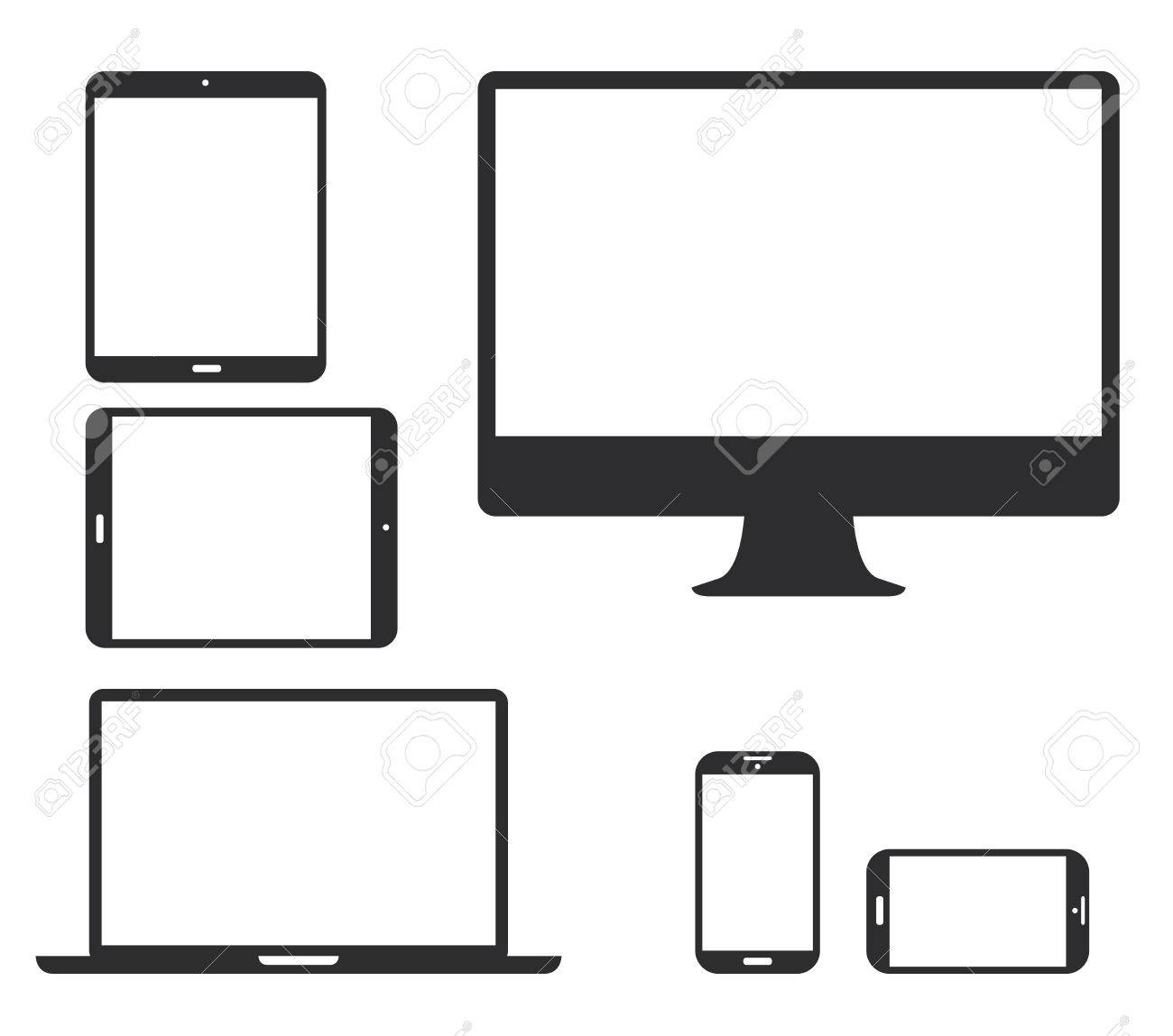 Set Of Black Electronic Device Silhouette Icons Vector Illustration Royalty Free Cliparts Vectors And Stock Illustration Image