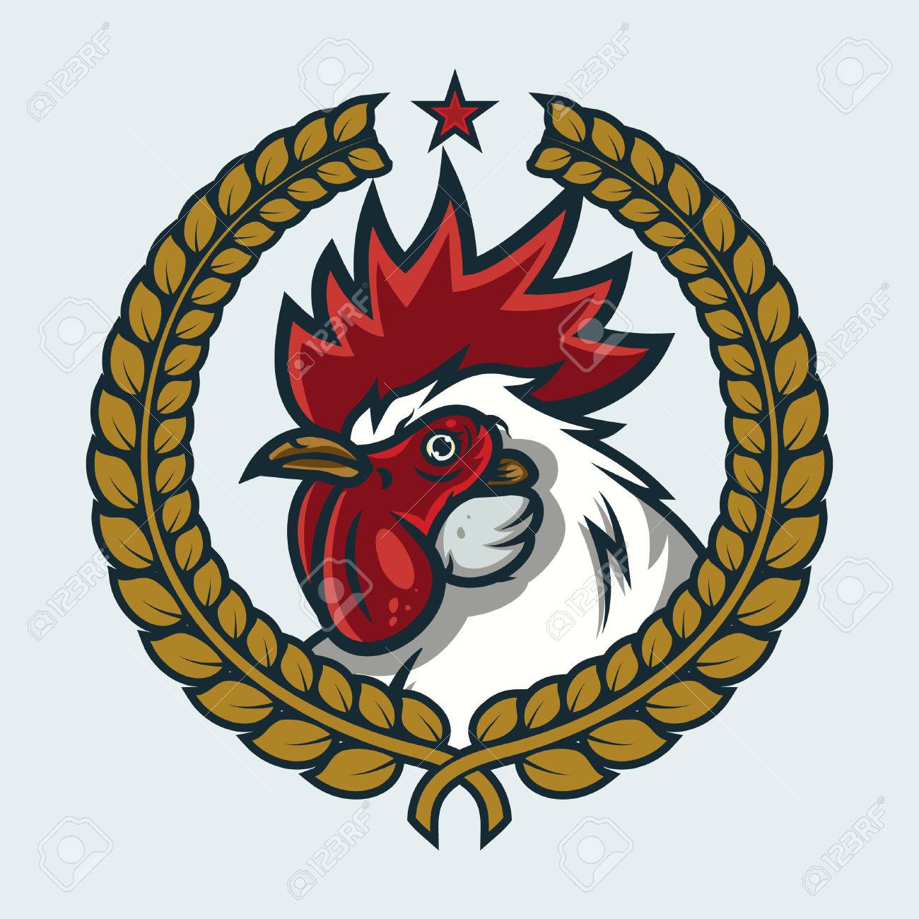 De Logotipo Deportes Con Cara Enojada Emoción De La Mascota Del Gallo Para La Universidad, Escuela Equipo De Deporte Concepto De Logotipo, Diseño De La Ropa. Del Vector. Ilustraciones