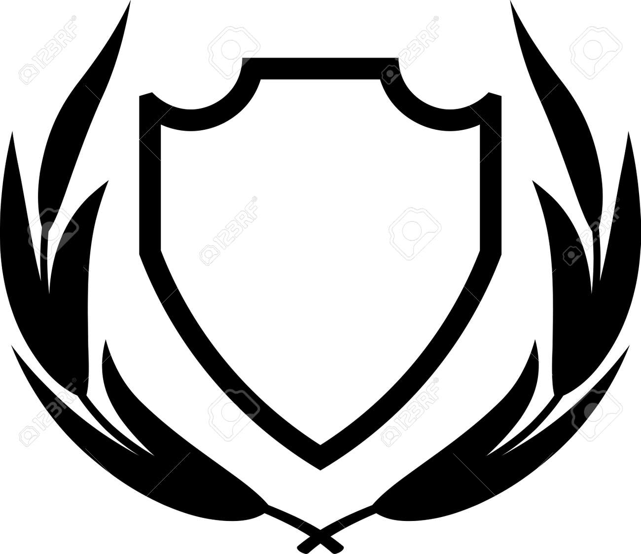 vector shield and laurel wreath isolated royalty free cliparts