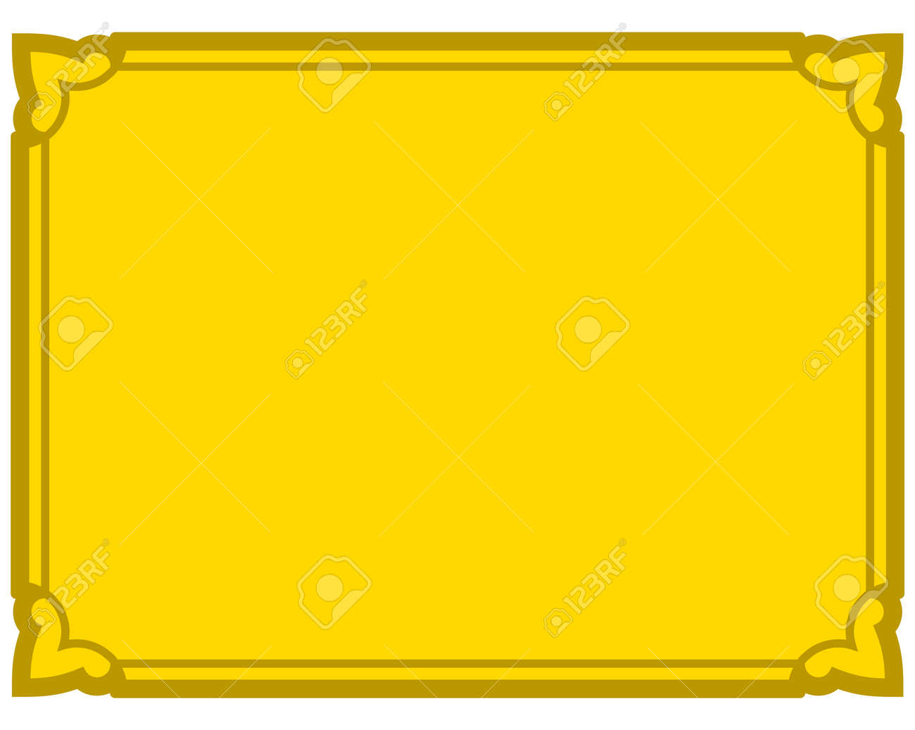 黄色のゴールド枠フレーム デコ ベクトル アート シンプル ライン コーナーのイラスト素材 ベクタ Image