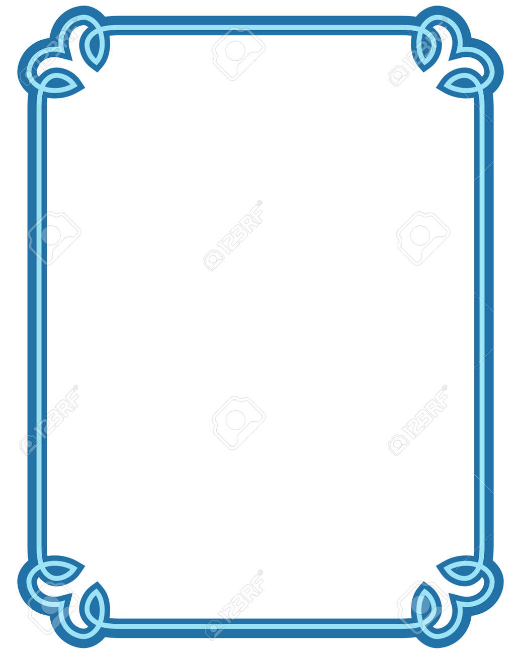 Blue Border Frame Deco Vector Label Simple Line Corner Royalty
