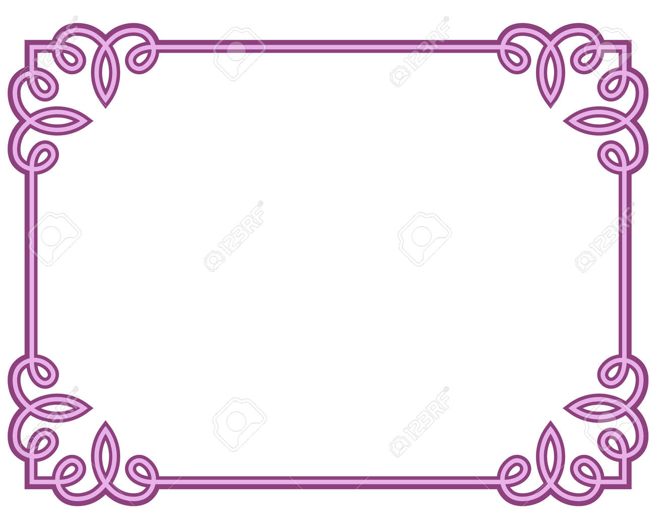 pink purple border frame deco vector art simple line corner royalty