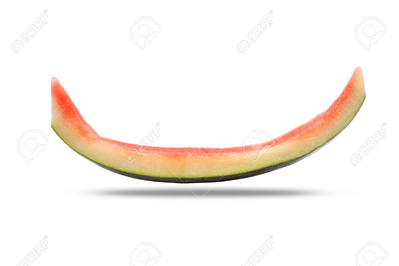 スイカの皮白い背景と影の下で食べた後のスライス の写真素材 画像素材 Image