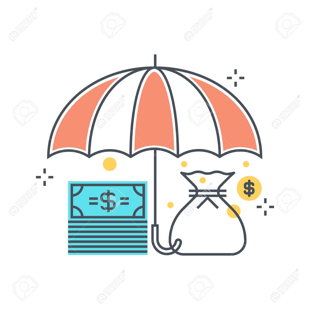 Color line, umbrella, insurance illustration, icon, background and graphics. The illustration is colorful, flat, pixel perfect, suitable for web and print. Linear stokes and fills. - 69209408 Color line, umbrella, insurance illustration, icon, background and graphics. The illustration is colorful, flat, pixel perfect, suitable for web and print. Linear stokes and fills. - 69209408