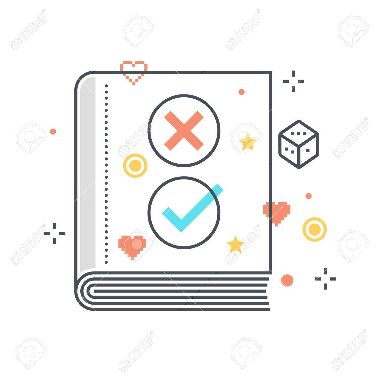 Color Line, Game Rules Concept Illustration, Icon, Background And Graphics.  The Illustration Is Colorful, Flat, Vector, Pixel Perfect, Suitable For Web  And Print. It Is Linear Stokes And Fills. Royalty Free SVG,, image size:1300x1300