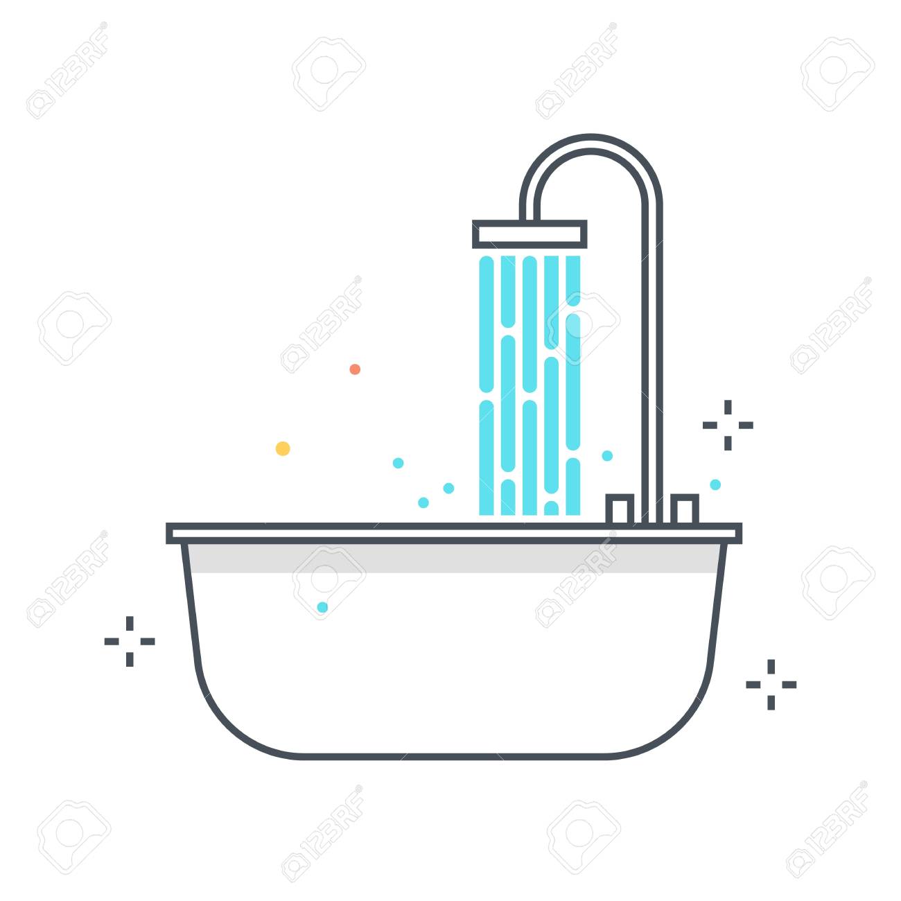 Vettoriale Linea Di Colore Illustrazione Vasca Da Bagno Icona