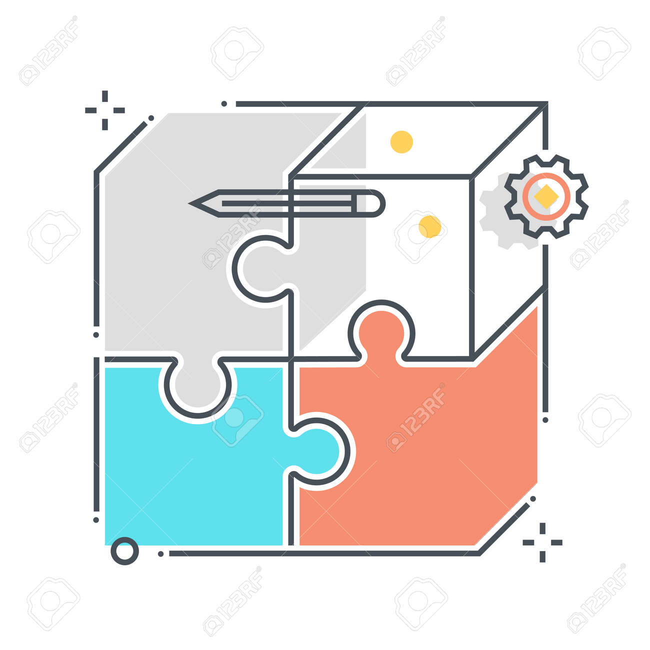Puzzle related color line vector icon, illustration. The icon is about business market fit, jigsaw, solving, box. The composition is infinitely scalable. - 163698360 Puzzle related color line vector icon, illustration. The icon is about business market fit, jigsaw, solving, box. The composition is infinitely scalable. - 163698360