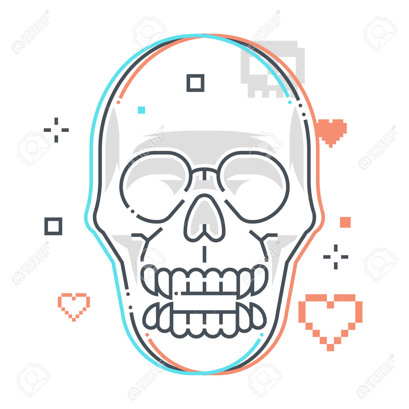 Skull related color line vector icon, illustration. The icon is about skeleton, game, monster, sprite, character, game over. The composition is infinitely scalable. - 163698365 Skull related color line vector icon, illustration. The icon is about skeleton, game, monster, sprite, character, game over. The composition is infinitely scalable. - 163698365