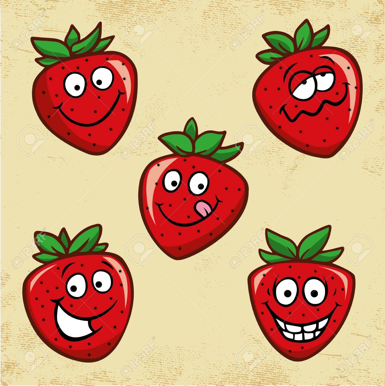 面白いいちごセットのイラスト素材 ベクタ Image 52817391