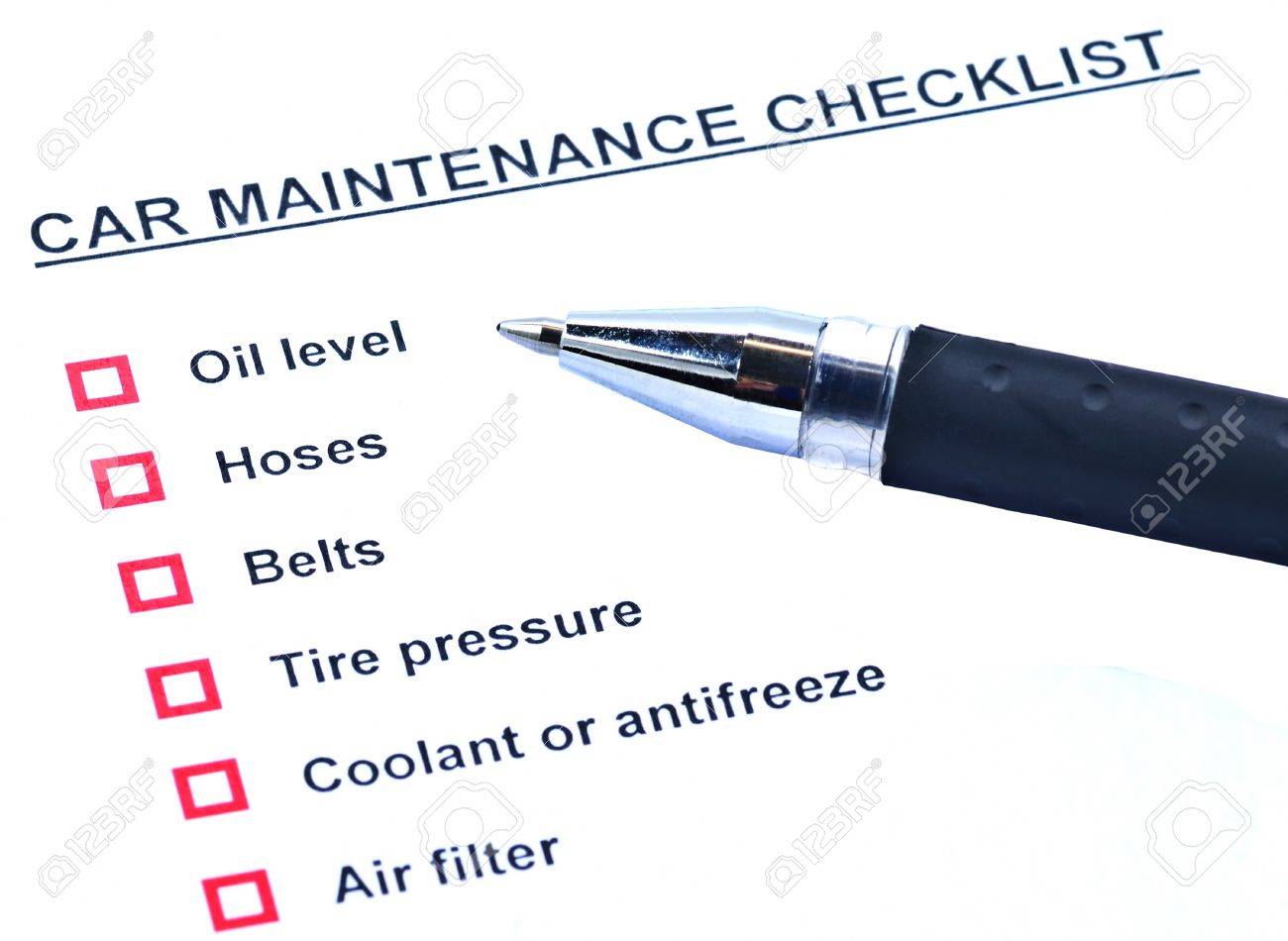 pen and blank checklist car maintainance stock photo picture and