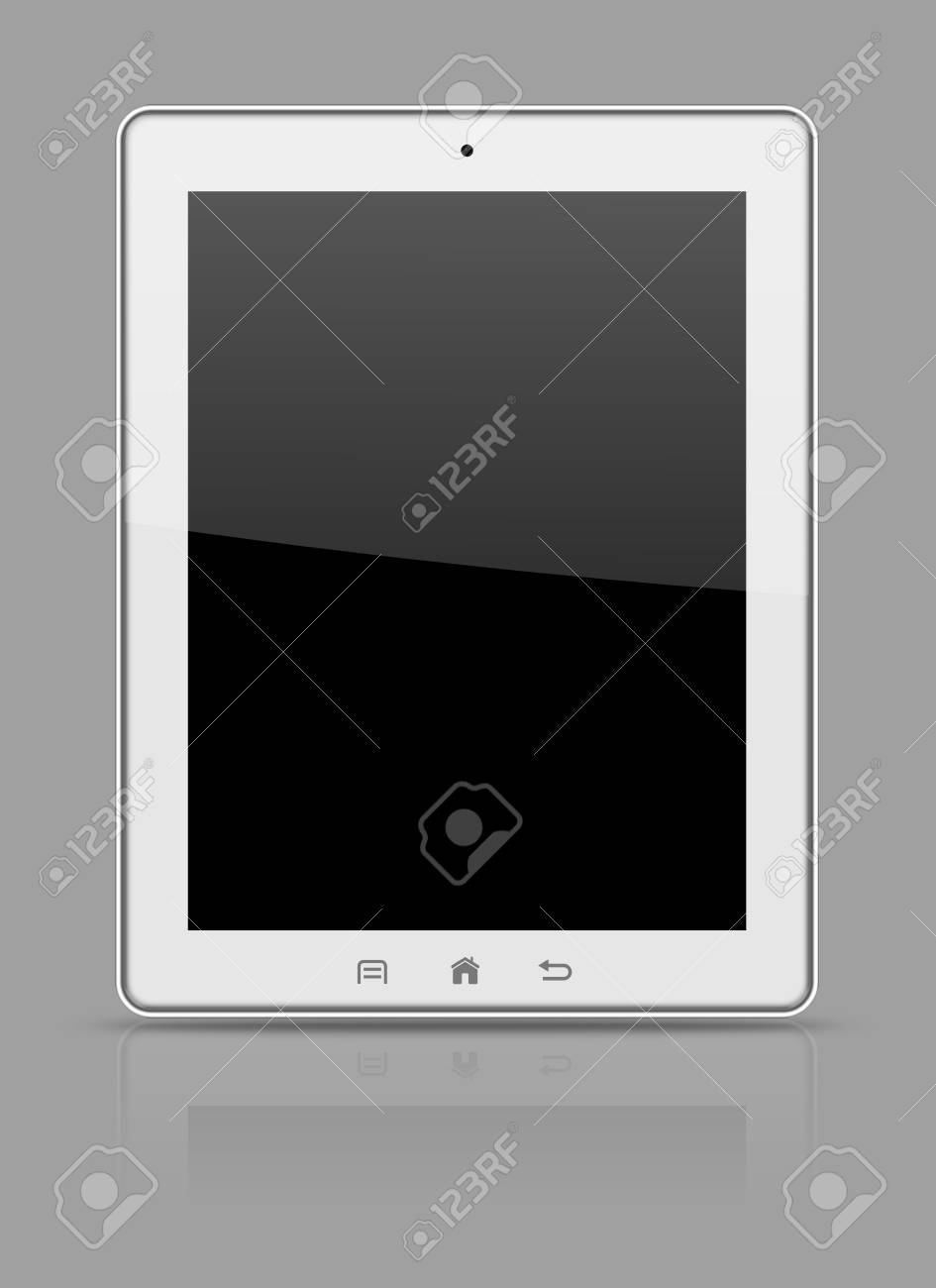 図は灰色の背景に白のタブレット Pc の写真素材 画像素材 Image