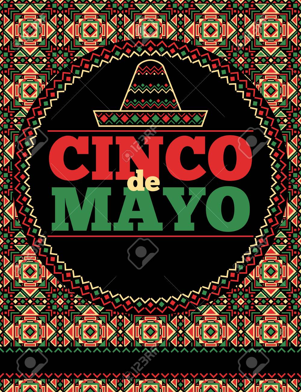 aztec style cinco de mayo flyer template royalty free cliparts