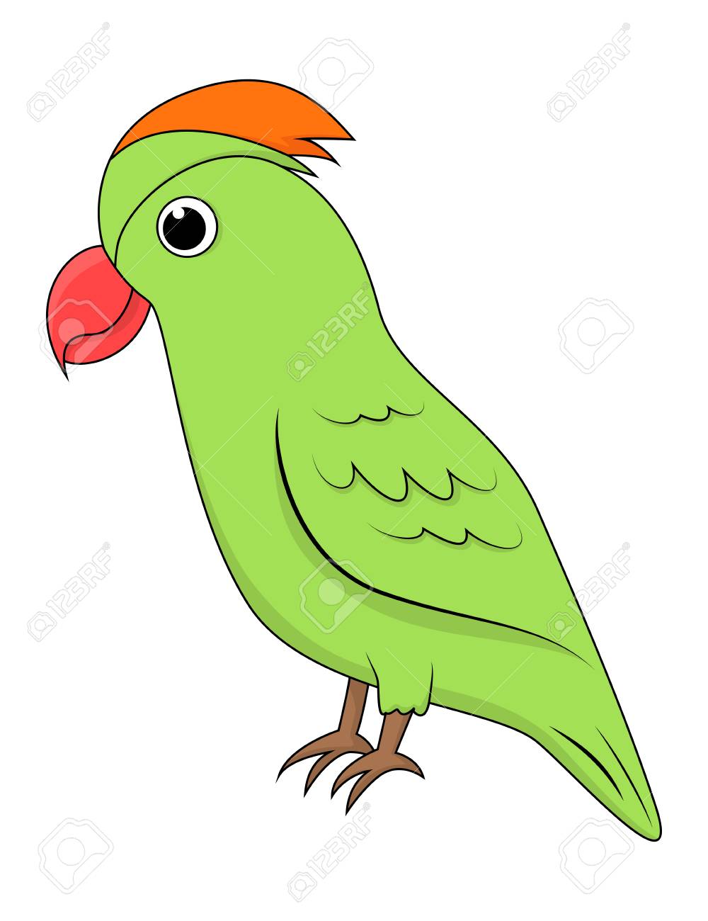 Cute Green Parrot Illustration. Royalty Free SVG, Cliparts ...