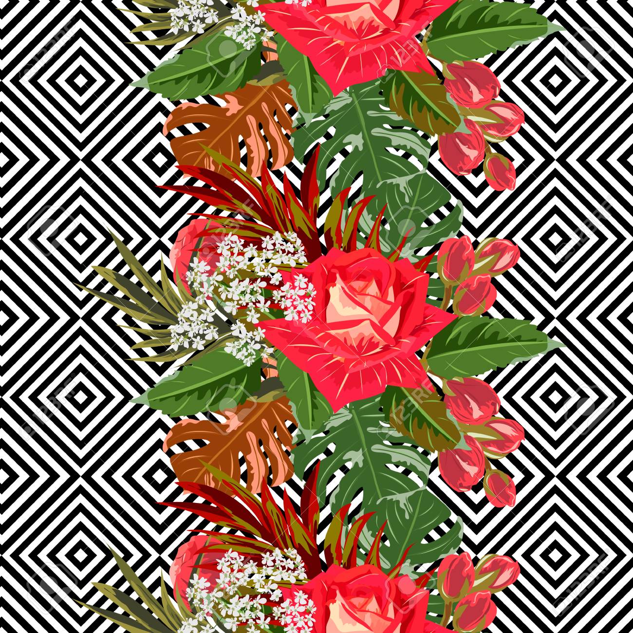 Seamless Pattern With Beautiful Delicate Roses On Checkered Background Flower Background For Textile Cover Wallpaper Gift Packaging Printing Romantic Design For Calico Silk Royalty Free Cliparts Vectors And Stock Illustration Image 101806239