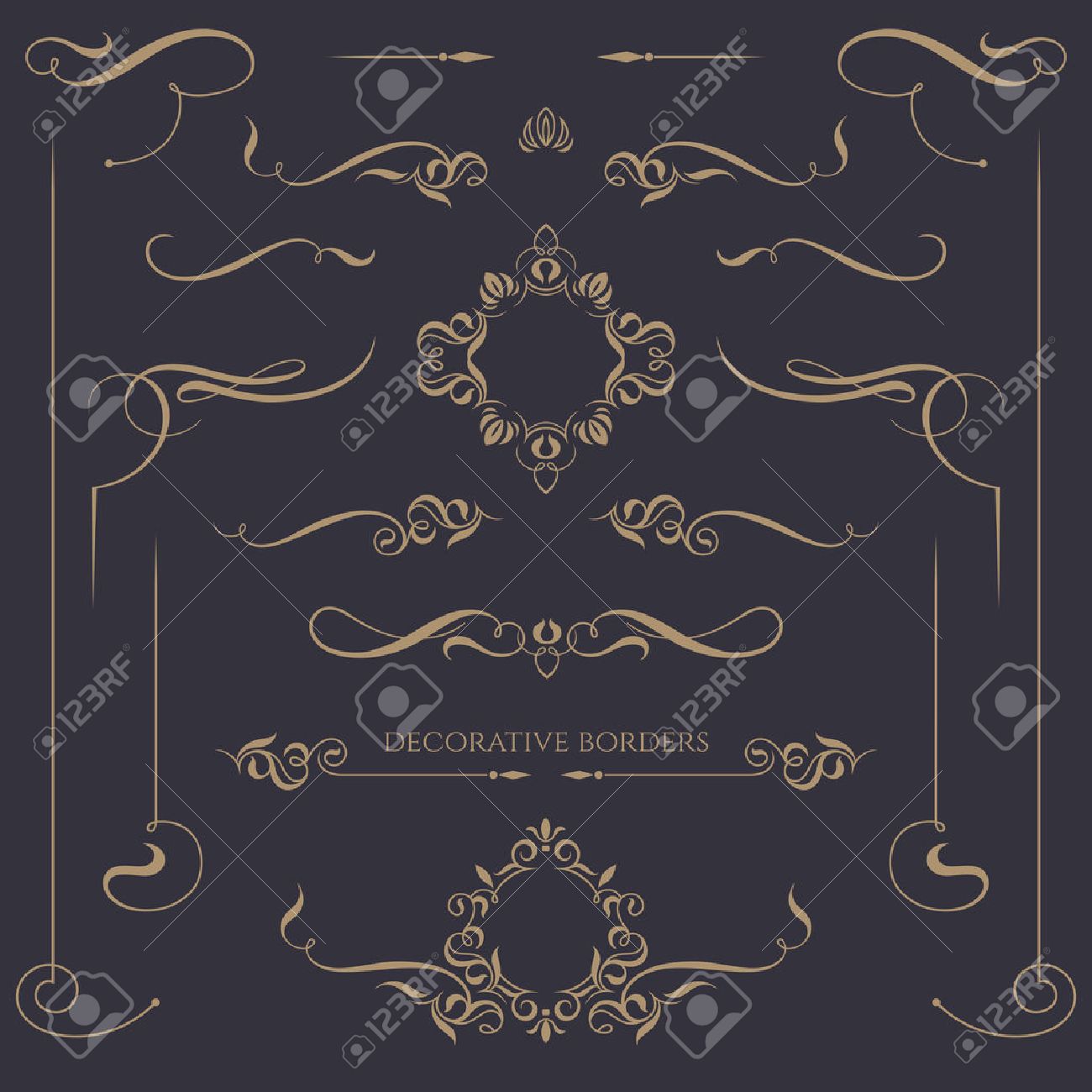 装飾的なモノグラムと書道の枠線 テンプレート看板 ラベル ステッカー カード グラフィック デザインのページ 結婚式の招待のための古典的なデザイン要素です のイラスト素材 ベクタ Image