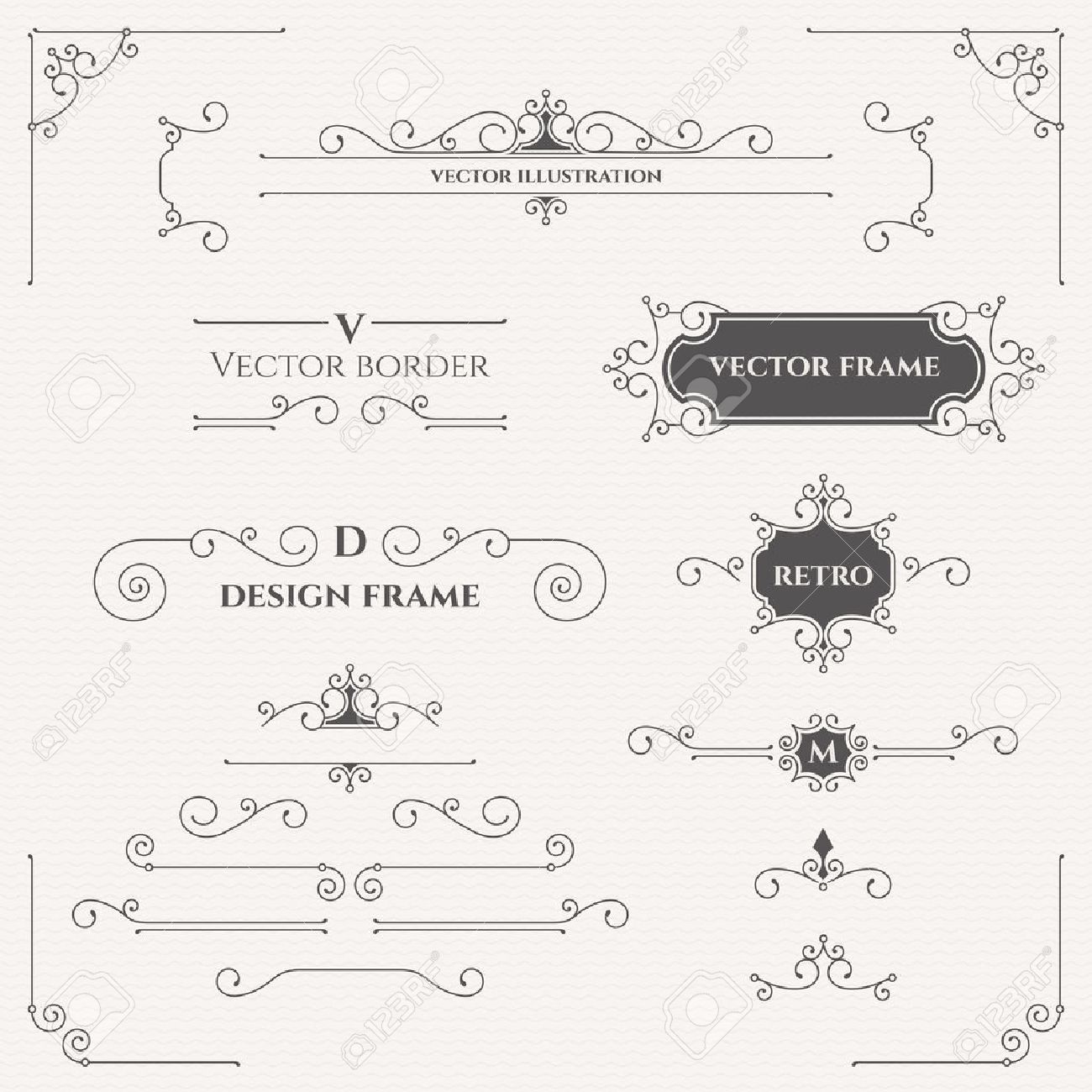 Set of decorative monograms, borders, frames, corners. - 50021437 Set of decorative monograms, borders, frames, corners. - 50021437