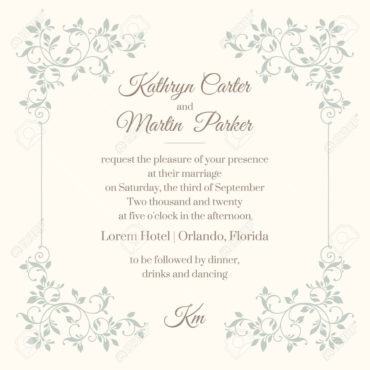 Floral frame Template for greeting cards, invitations, menus. - 50021804 Floral frame Template for greeting cards, invitations, menus. - 50021804