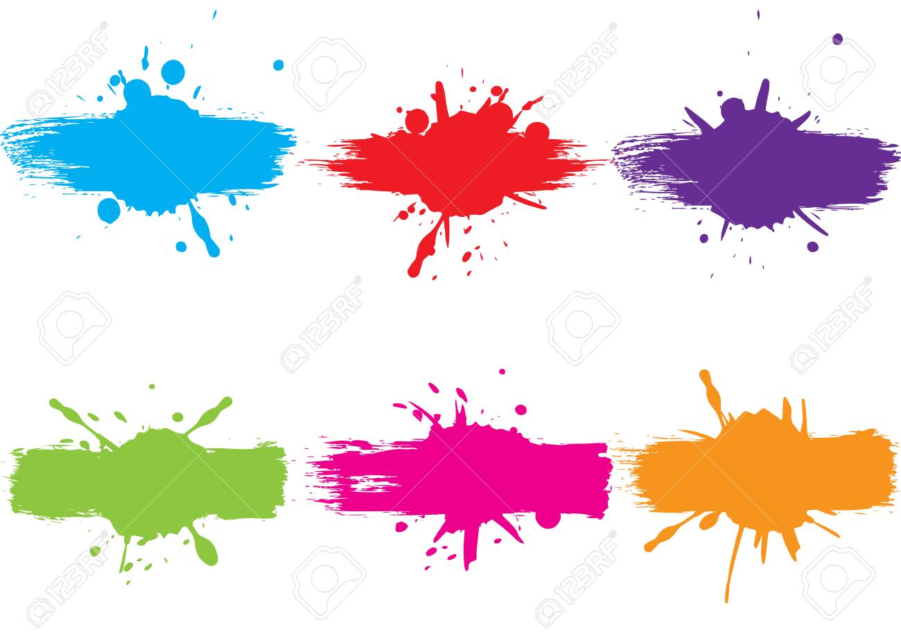 abstract vector splatter label set background illustration vector