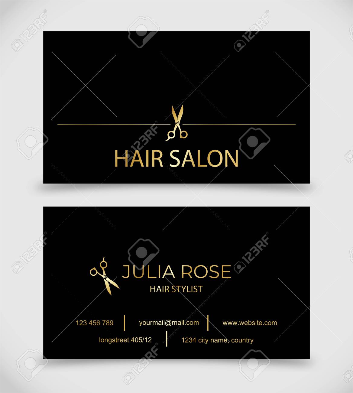 Hair Salon Hair Stylist Business Card Vector Template Royalty