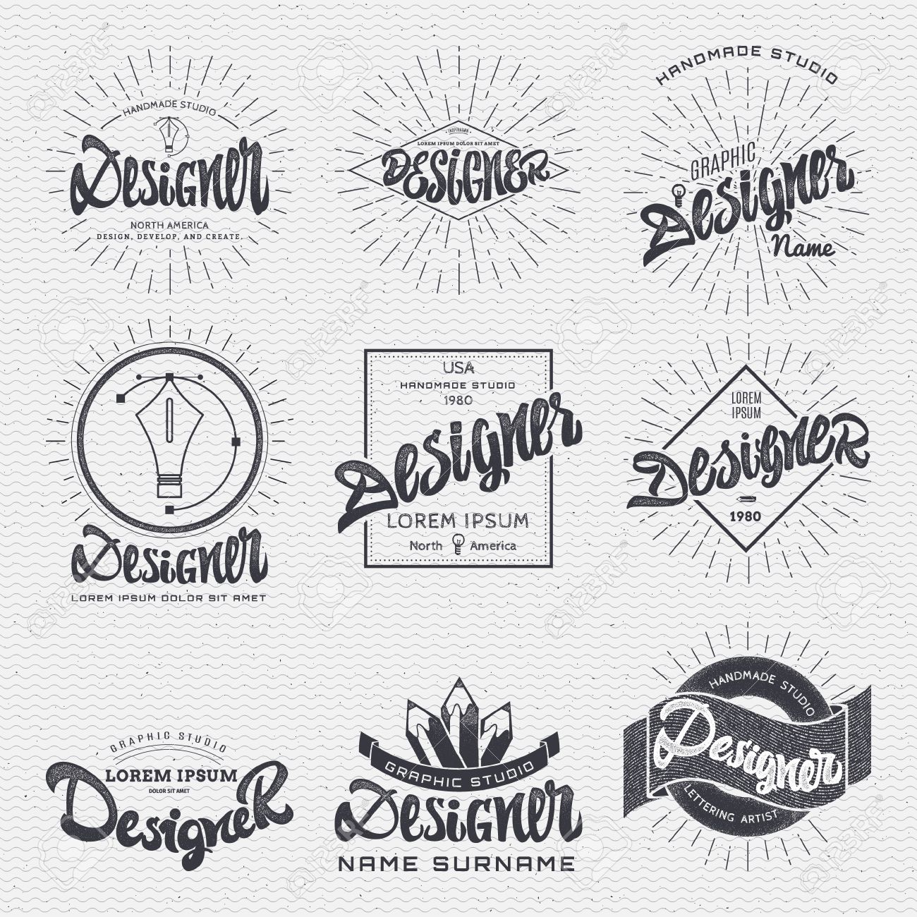 designer calligraphic writing the word lettering using design