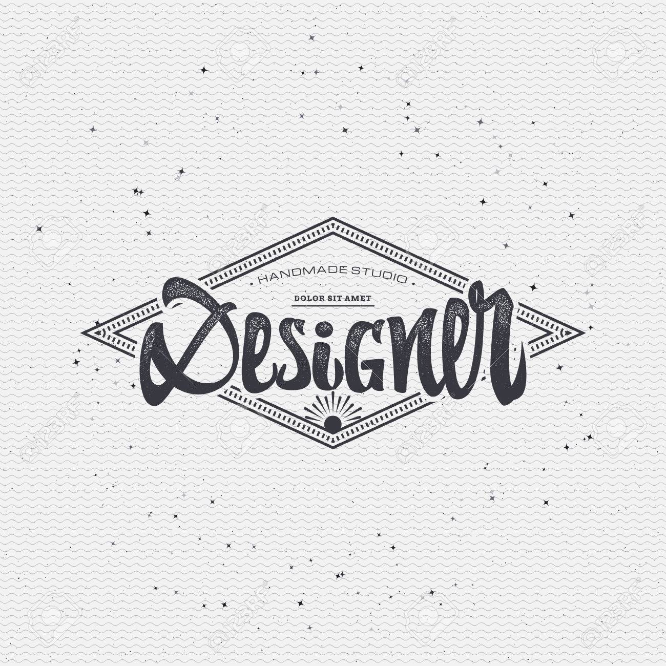 designer calligraphic writing the word lettering using design